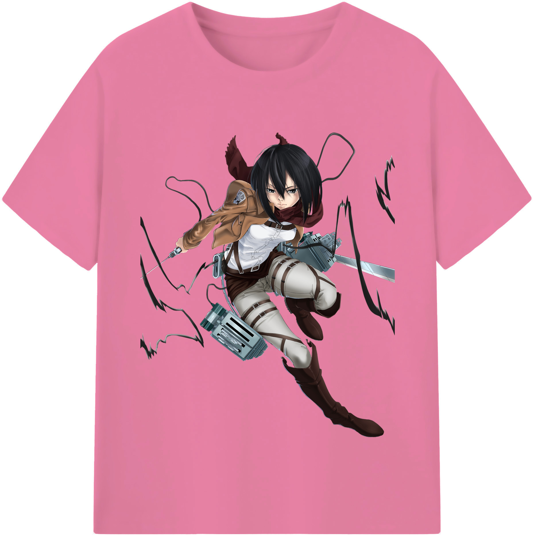 （画像用） 進撃の巨人 ミカサ·アッカーマン Attack on Titan Mikasa Ackerman 綿100％半袖Tシャツ（フロントプリント）